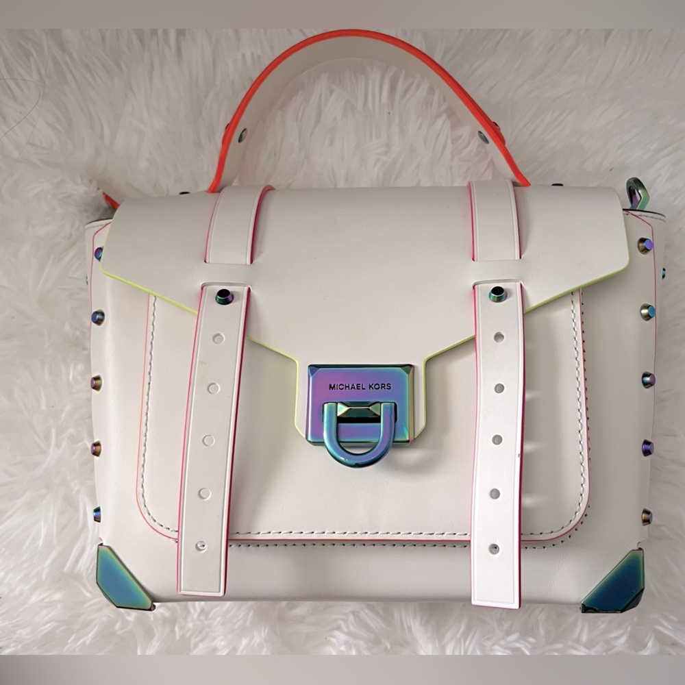 Michael kors Manhattan neon crossbody white crossbody bag